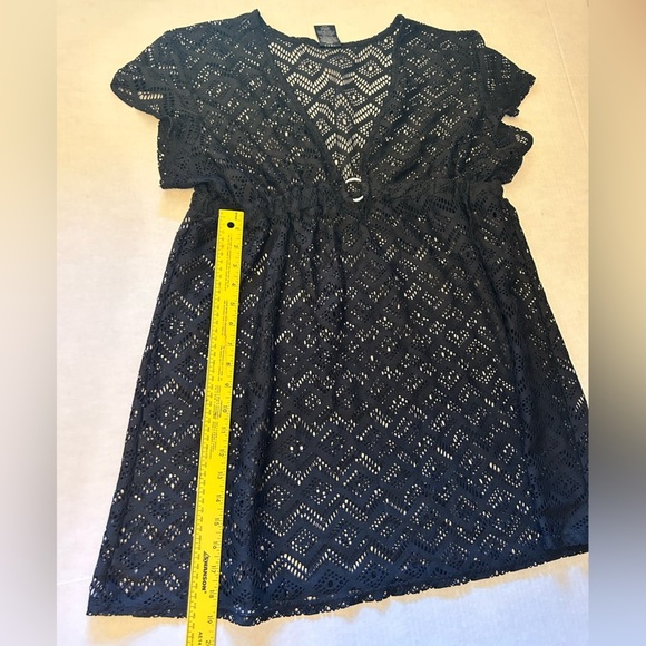 Catalina Black Lace Cover-Up beach dress w/geometric pattern Sz-XL(16-18). N16 - Picture 7 of 7